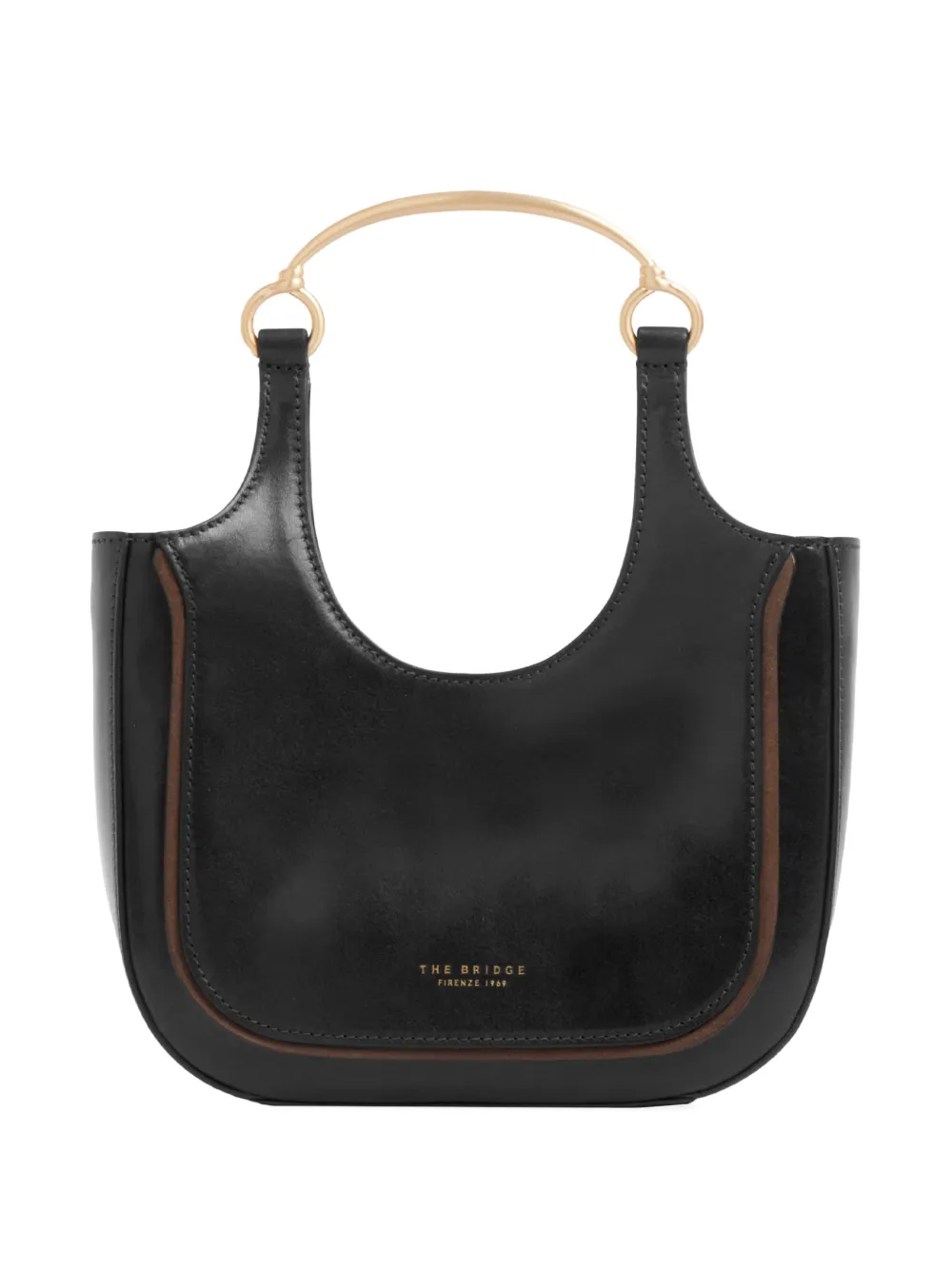 The Bridge Luce metal-handle leather tote bag - Nero