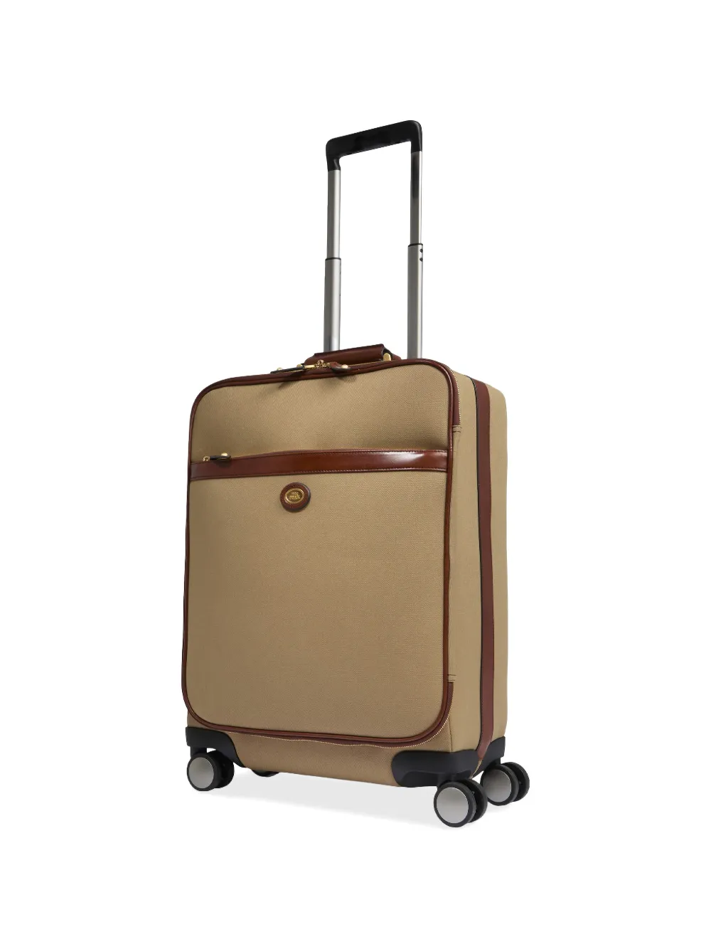 The Bridge Story Viaggio Softi canvas koffer met leren afwerking Beige