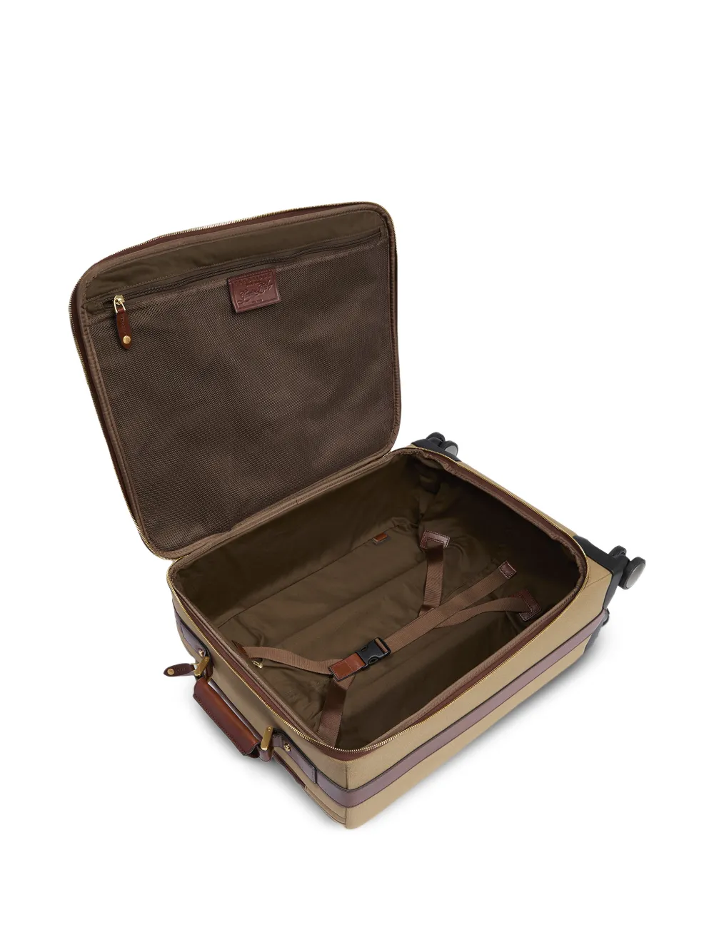 The Bridge Story Viaggio Softi canvas koffer met leren afwerking Beige