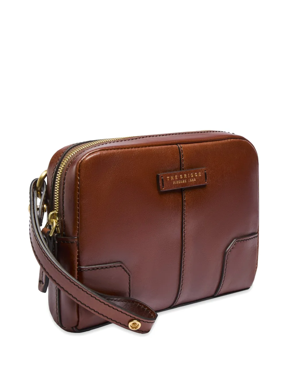 The Bridge Vespucci leren clutch met rits Bruin