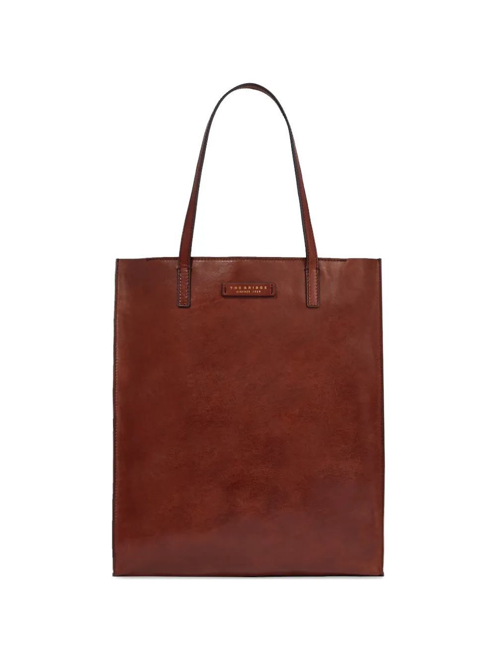 The Bridge logo-plaque leather tote bag - Marrone