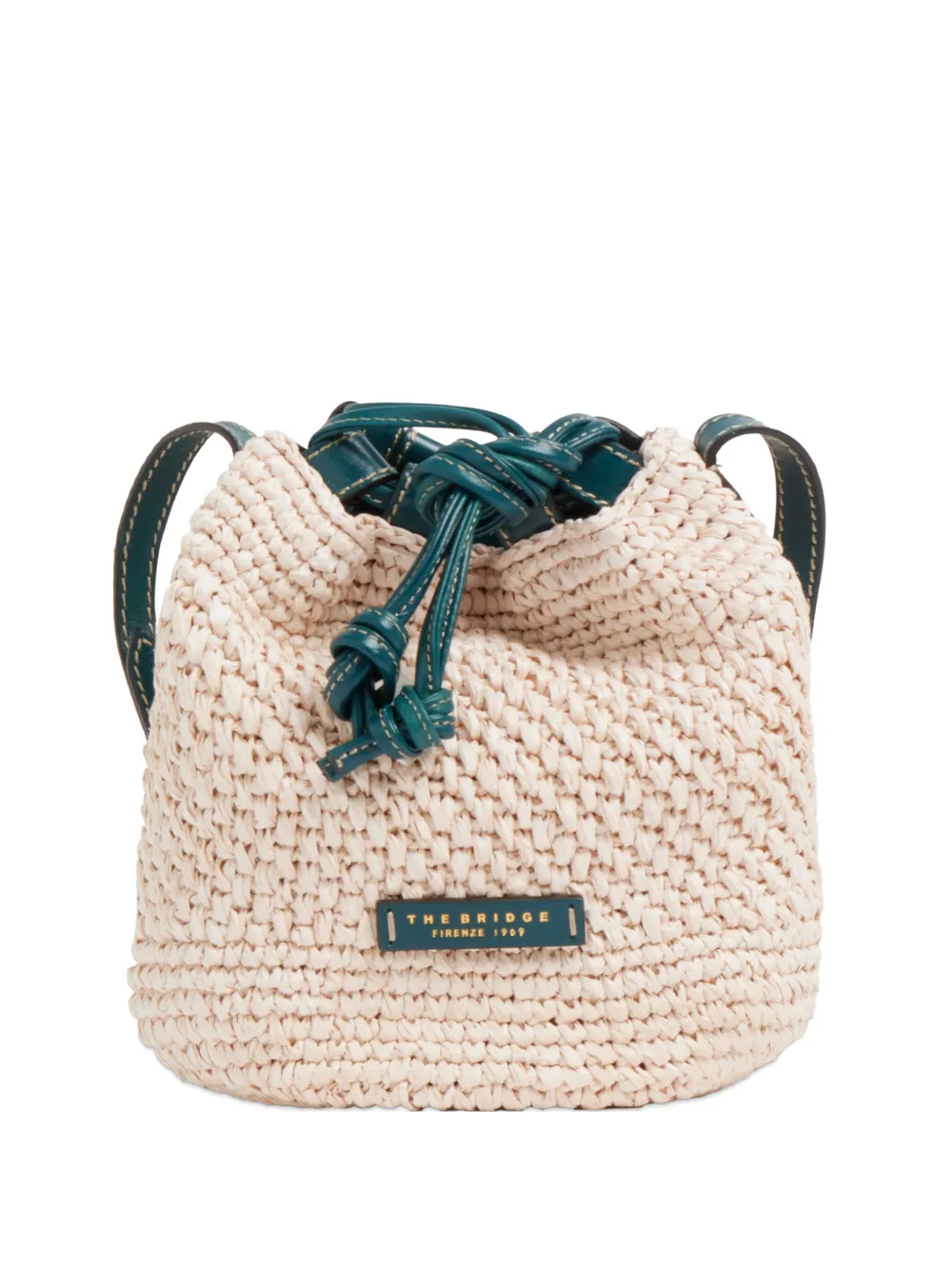 The Bridge straw leather-trim bucket bag - Toni neutri
