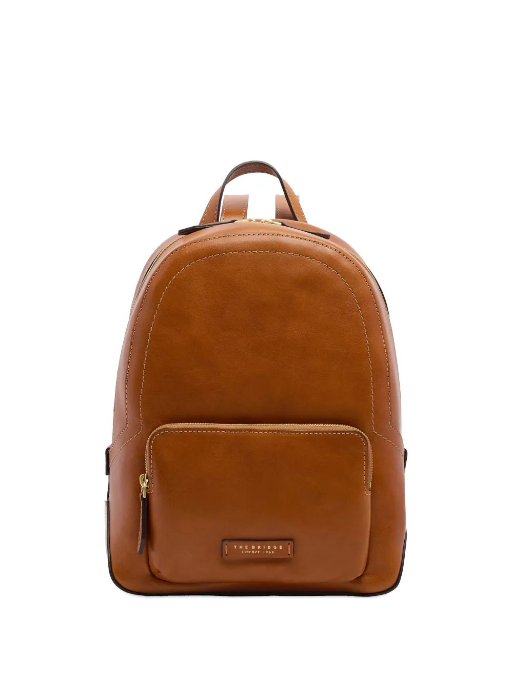 The Bridge Larissa front-pocket leather backpack - Marrone