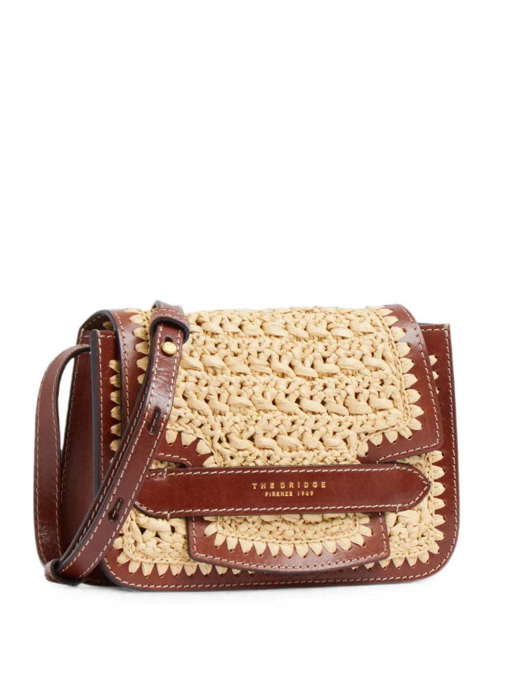The Bridge Lucrezia woven leather-trim shoulder bag - Toni neutri