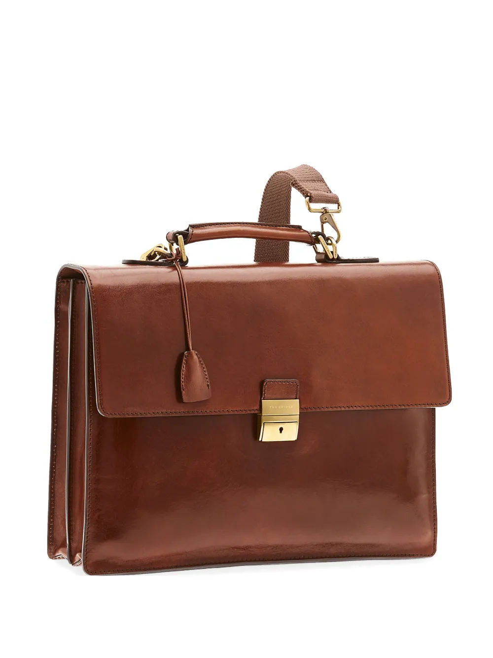 The Bridge Leather Push-lock Briefcase In Brown