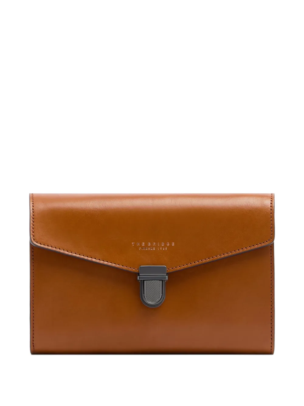 The Bridge leather wrist-strap clutch bag - Marrone