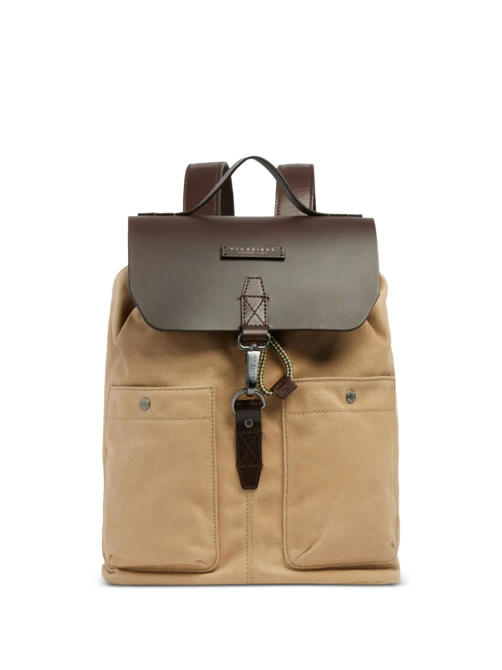 The Bridge leather-trim flap-top backpack - Toni neutri