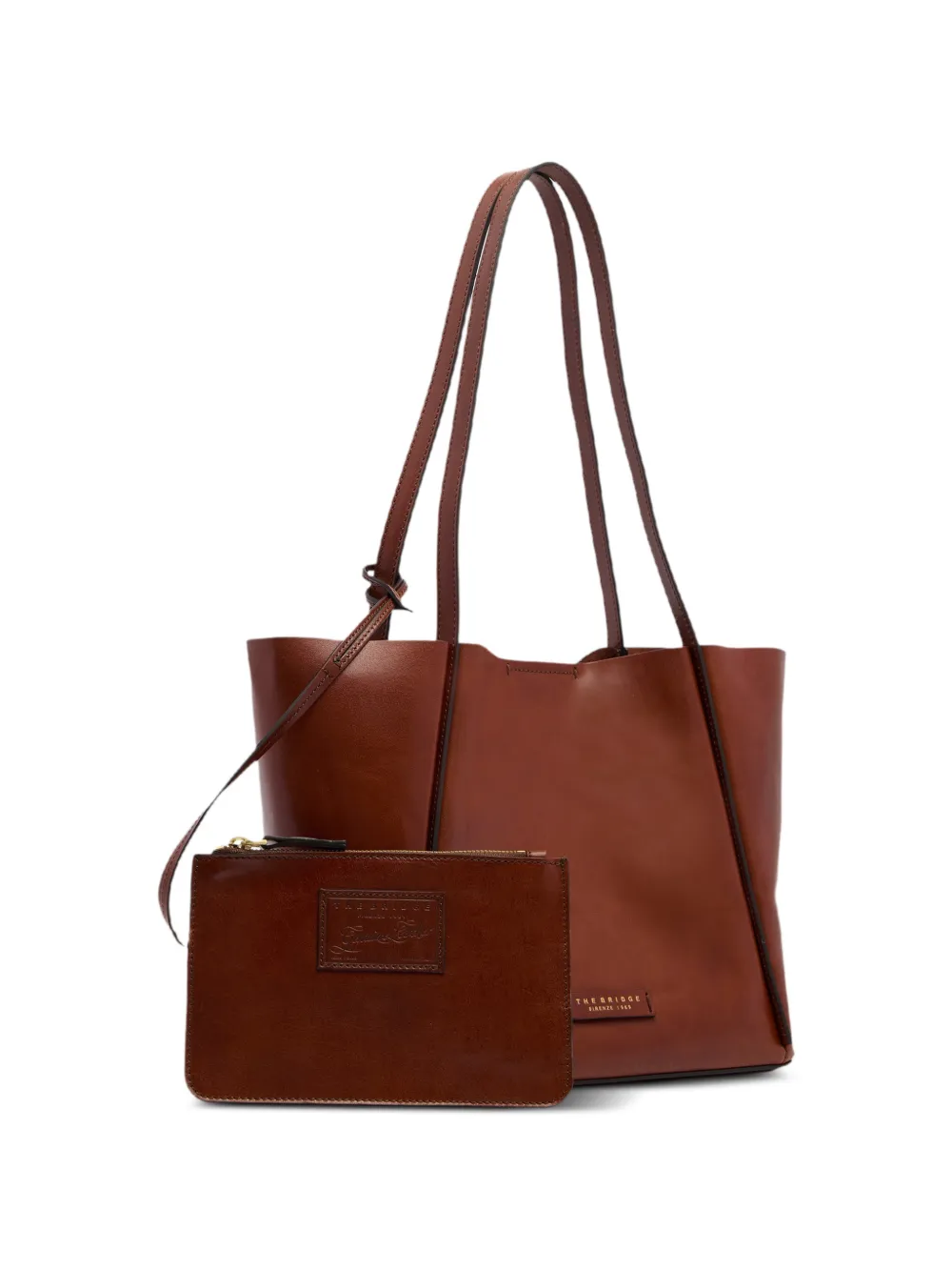 The Bridge Leren shopper met verwijderbare buidel Bruin