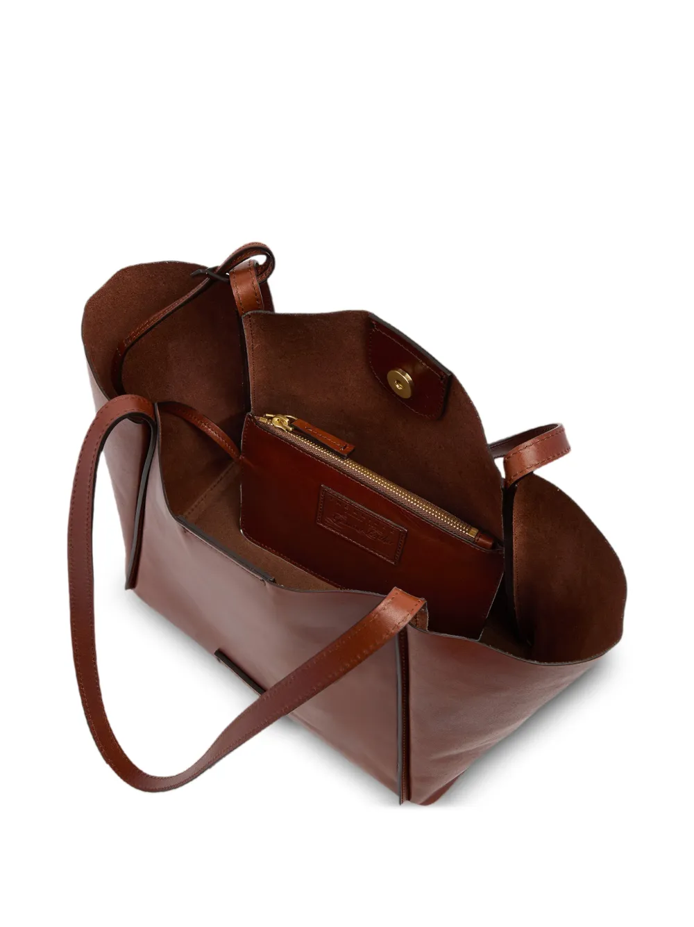 The Bridge Leren shopper met verwijderbare buidel Bruin