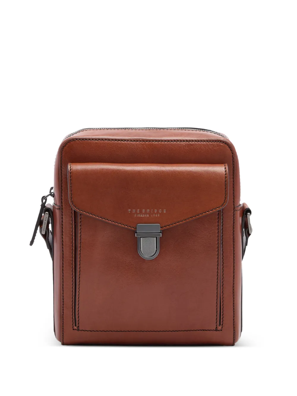 The Bridge leather front-pocket messenger bag - Marrone
