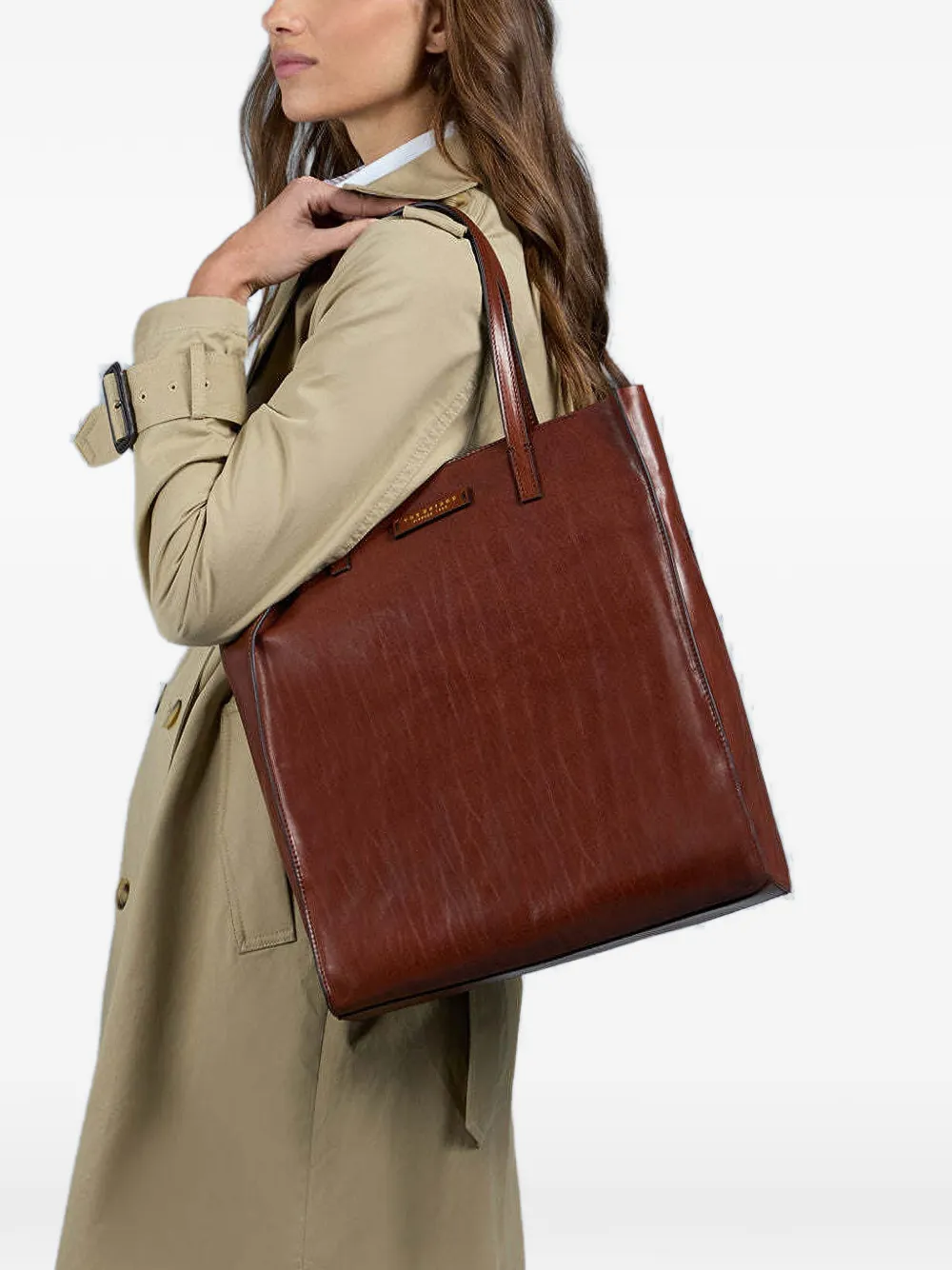 The Bridge Leren shopper Bruin