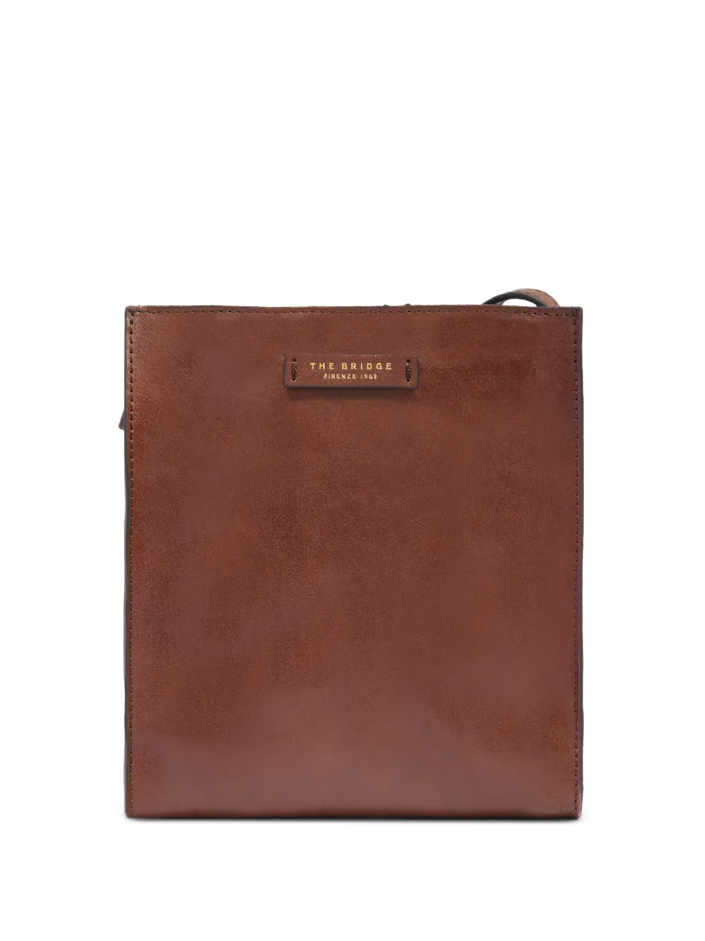 The Bridge small logo-plaque leather shoulder bag - Marrone