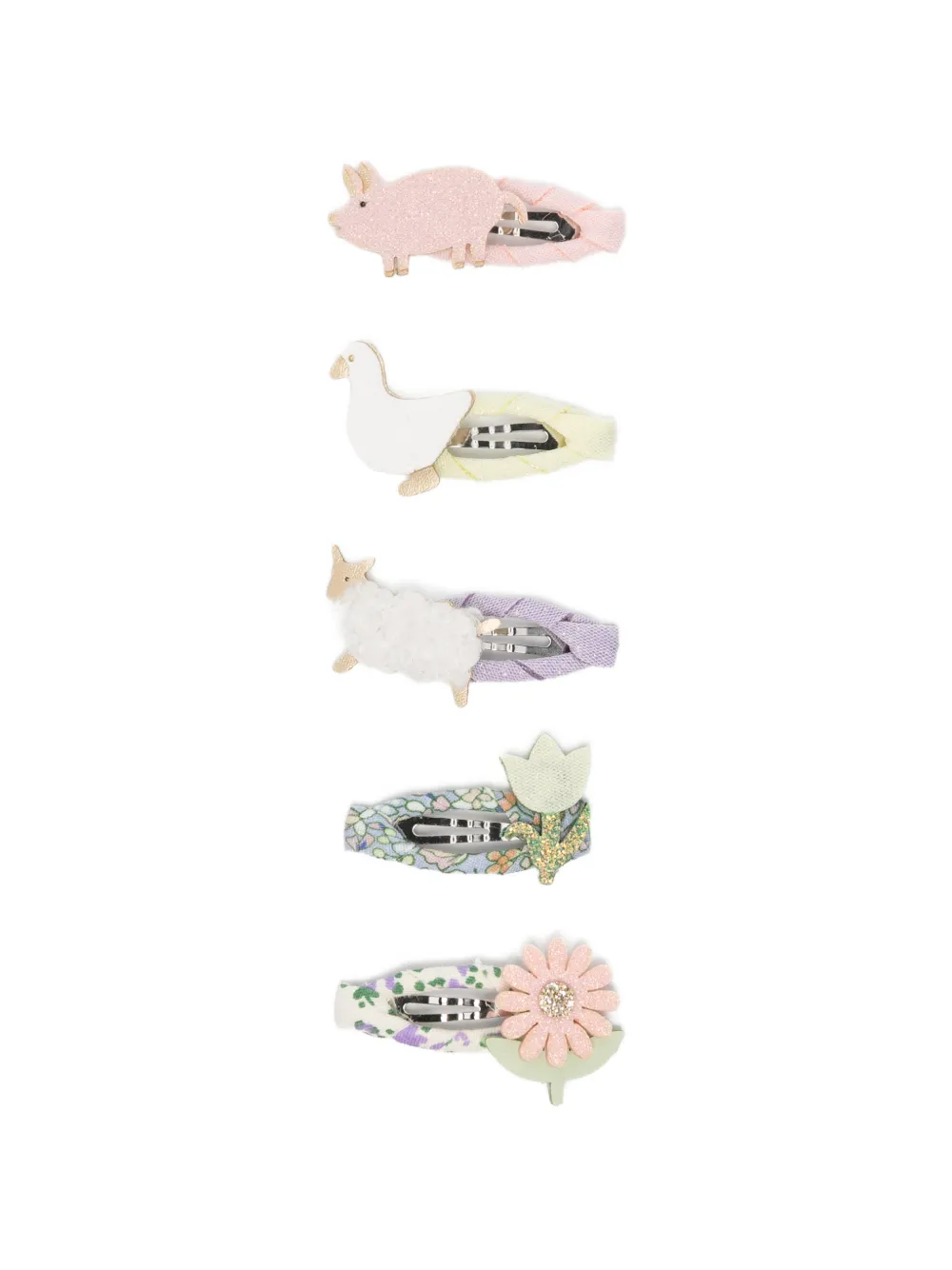 mimi & lula farmyard motif hair clips set of five - Rosa