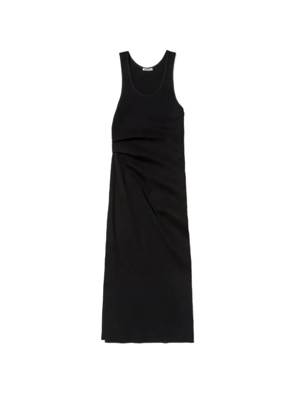 Auralee Ruched Knit Dress in Black
