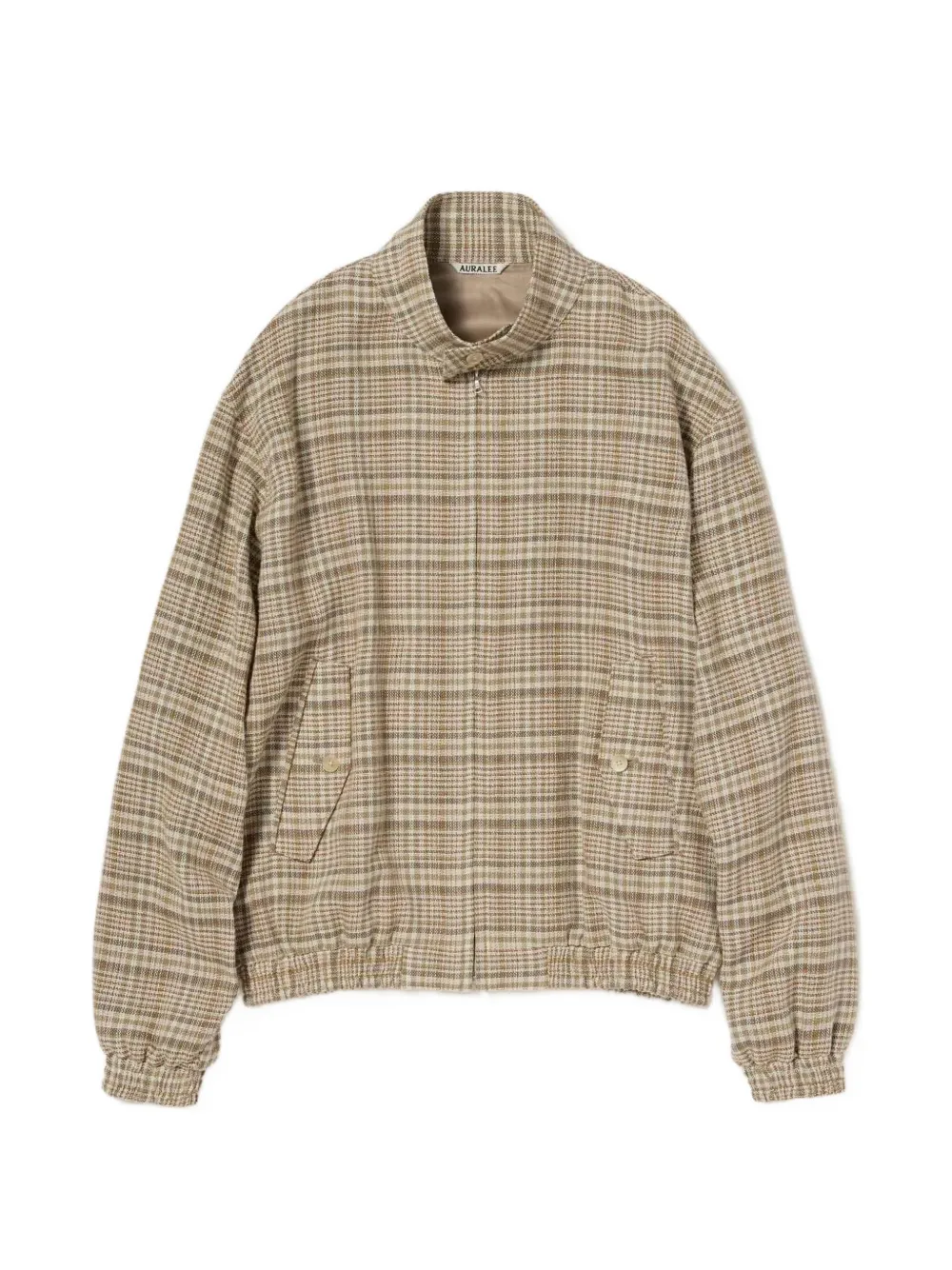 Auralee Check Zip-up Jacket In Brown