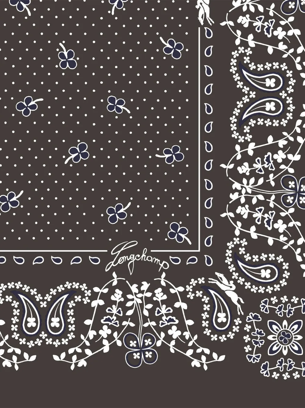 Longchamp French bandana zijden 50 sjaal Bruin