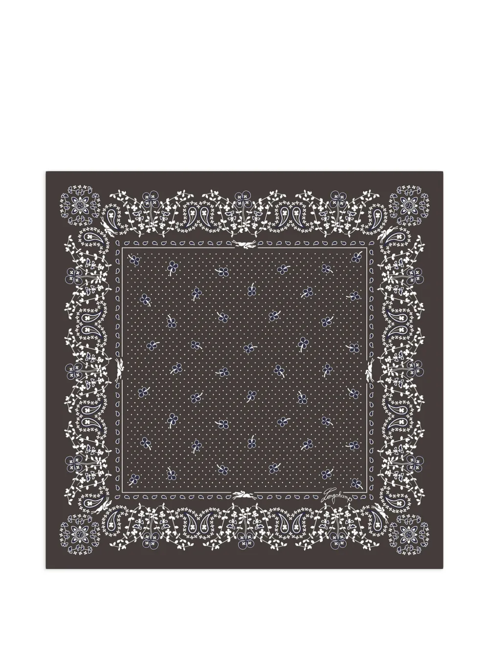 Longchamp French bandana silk scarf 50 - Marrone