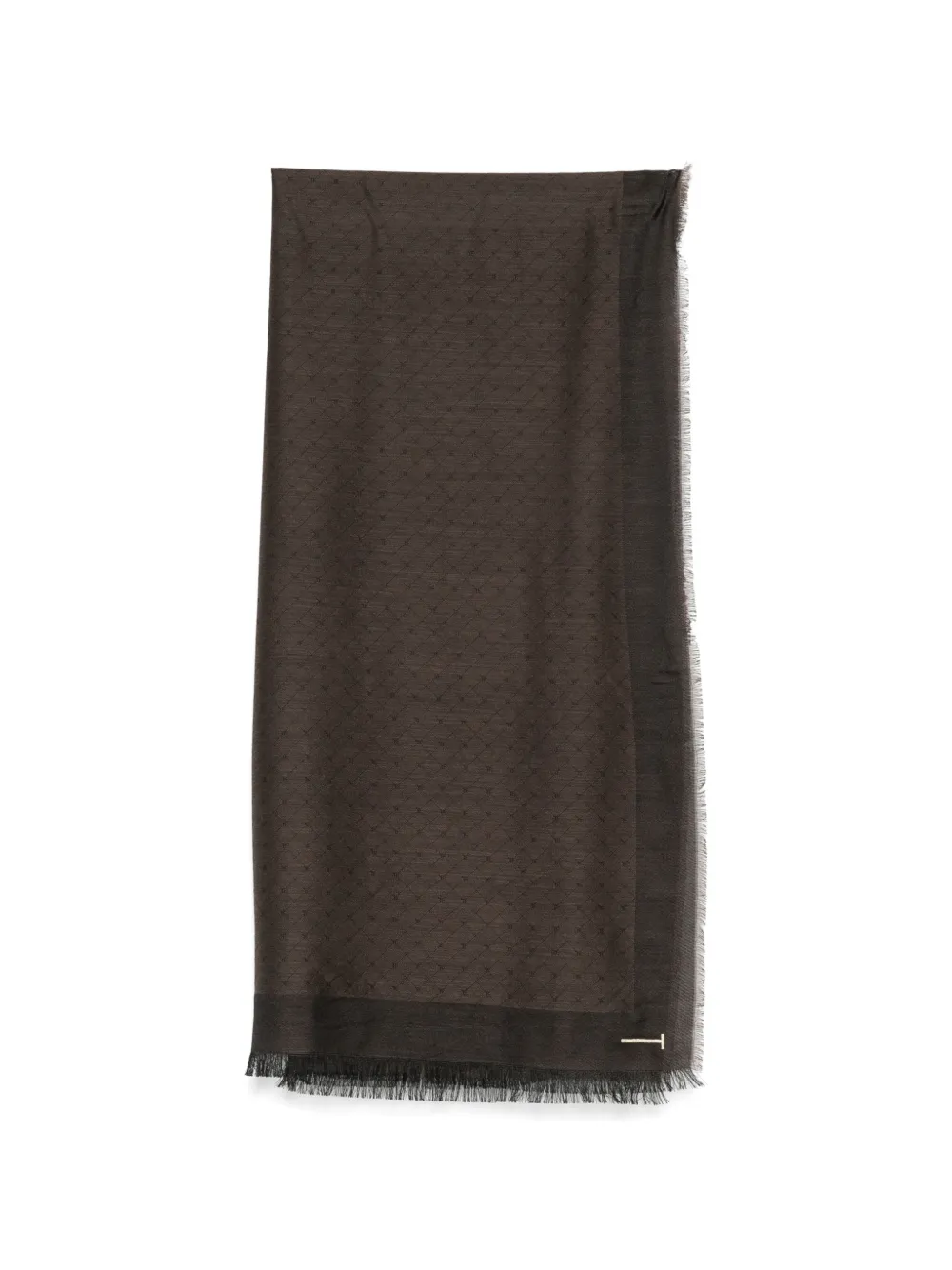 TOM FORD monogram-jacquard fringed scarf - Marrone