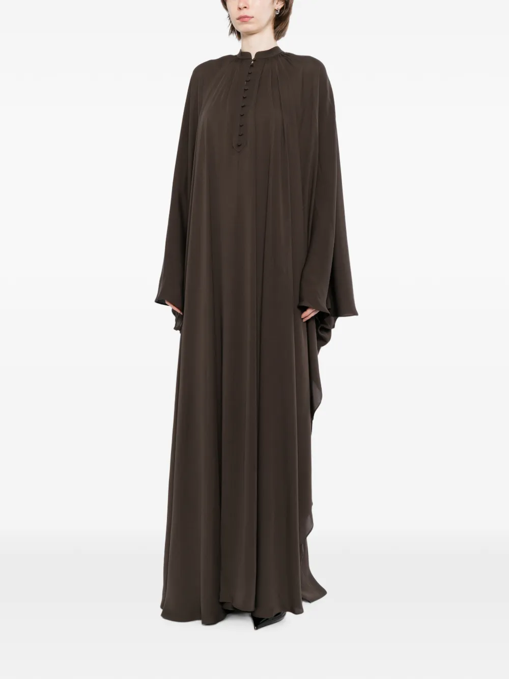TOM FORD Gesmockte zijden maxi-jurk Bruin