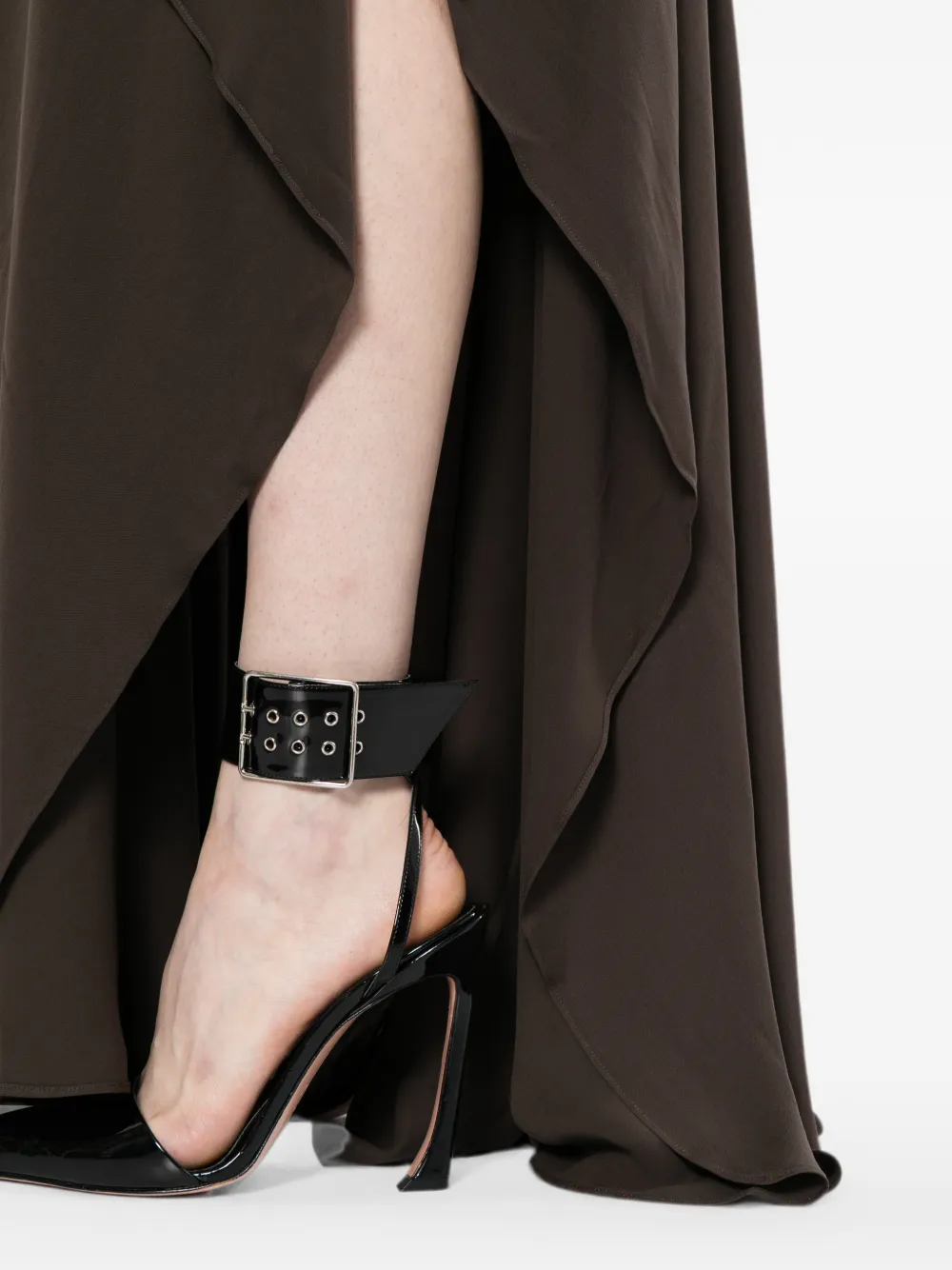 TOM FORD Gesmockte zijden maxi-jurk Bruin