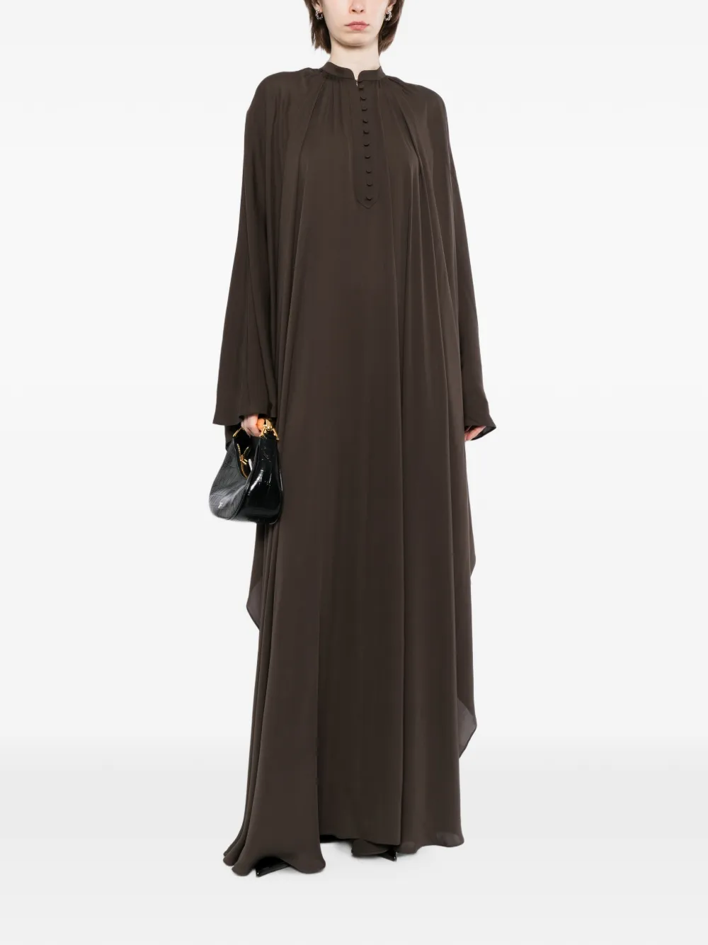 TOM FORD Gesmockte zijden maxi-jurk Bruin