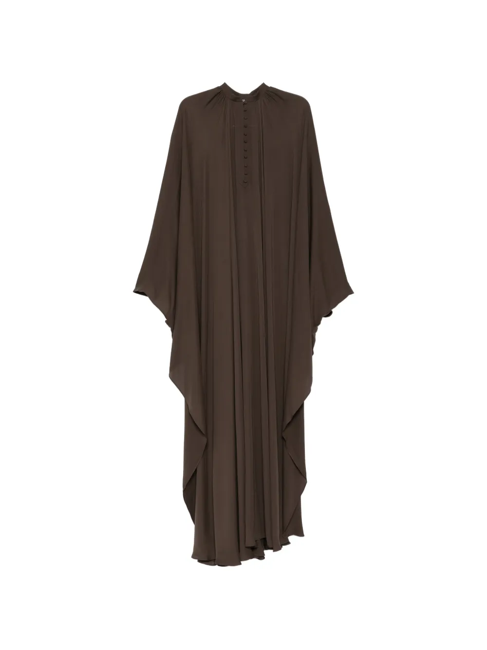 Tom Ford Gathered Maxi Silk Dress In Brown