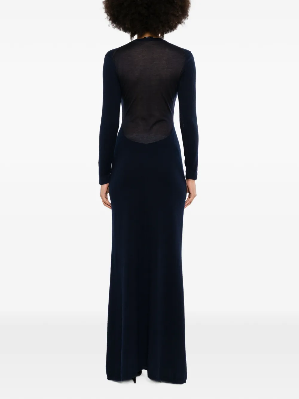 TOM FORD Gebreide jurk met doorzichtige rug Blauw