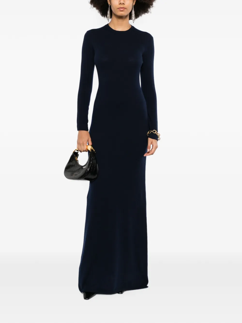 TOM FORD Gebreide jurk met doorzichtige rug Blauw