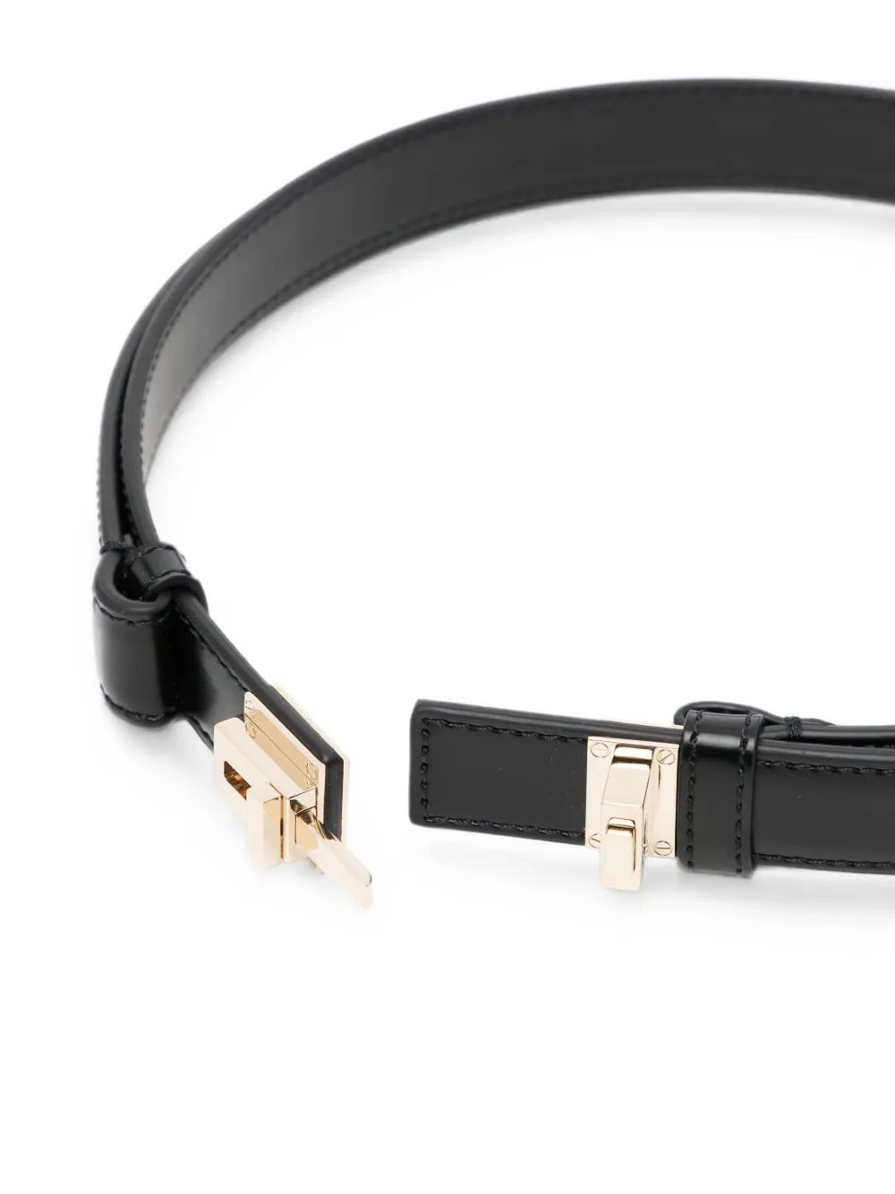 TOM FORD Spazzolato leren riem met T-sluiting Zwart