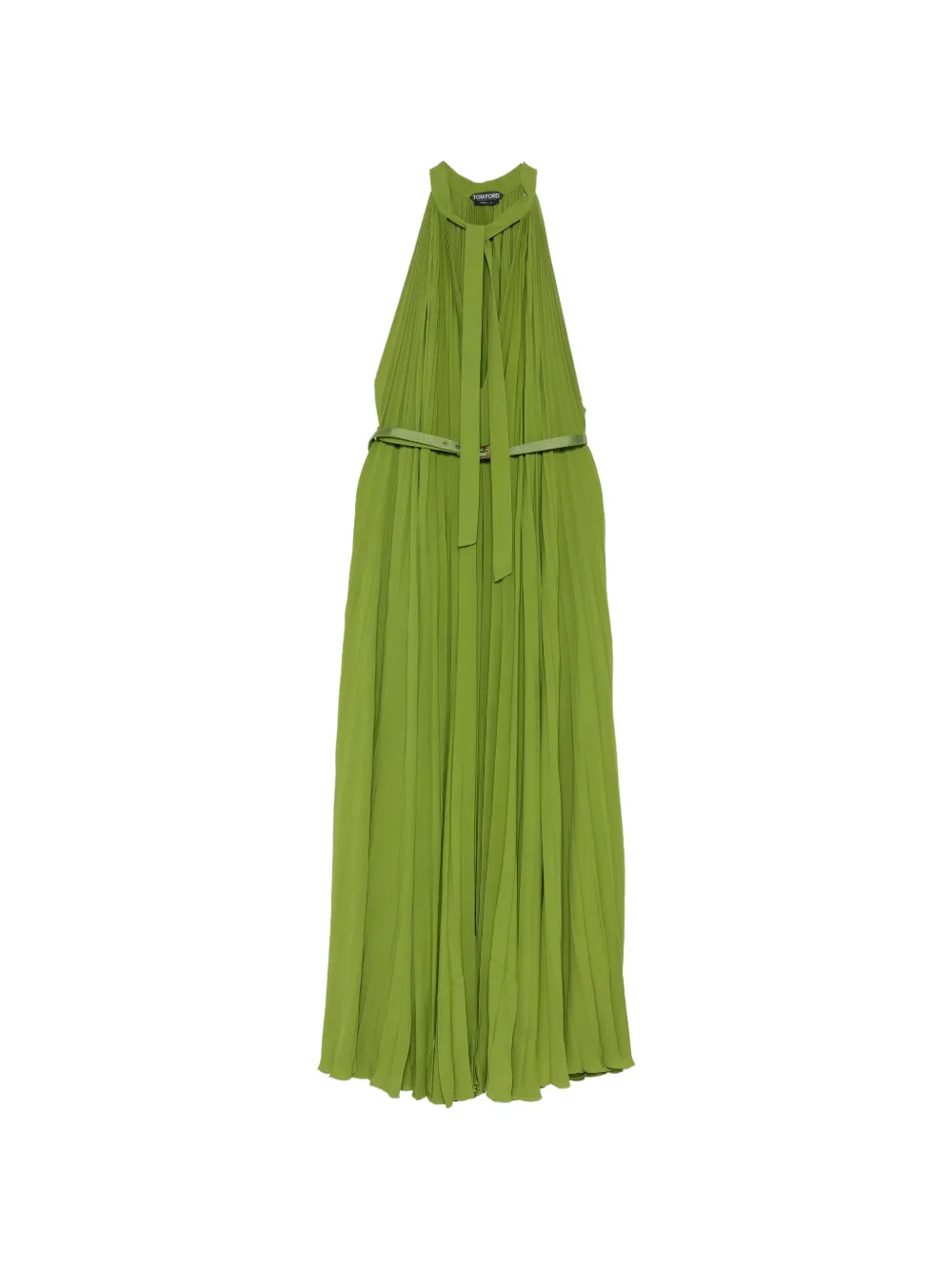 TOM FORD Sunray Plissé Lavalliere pleated dress - Verde