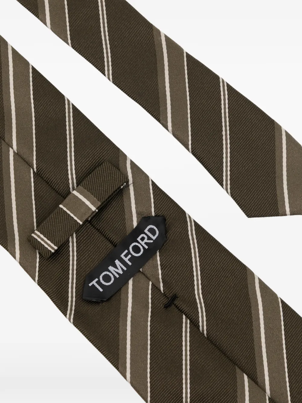 TOM FORD Gestreepte geweven stropdas Bruin