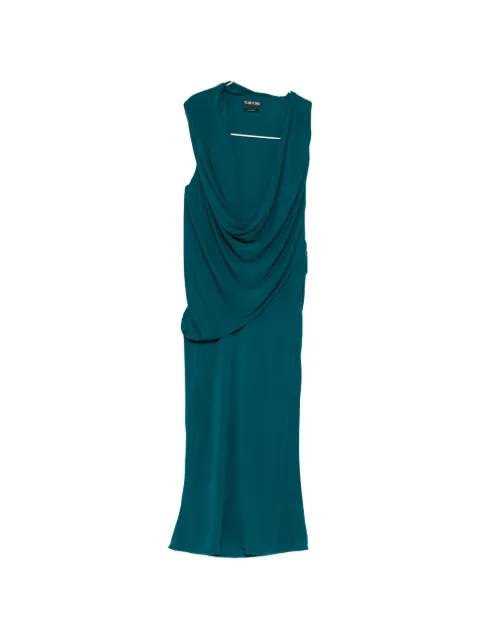 TOM FORD draped-neckline sleeveless midi dress