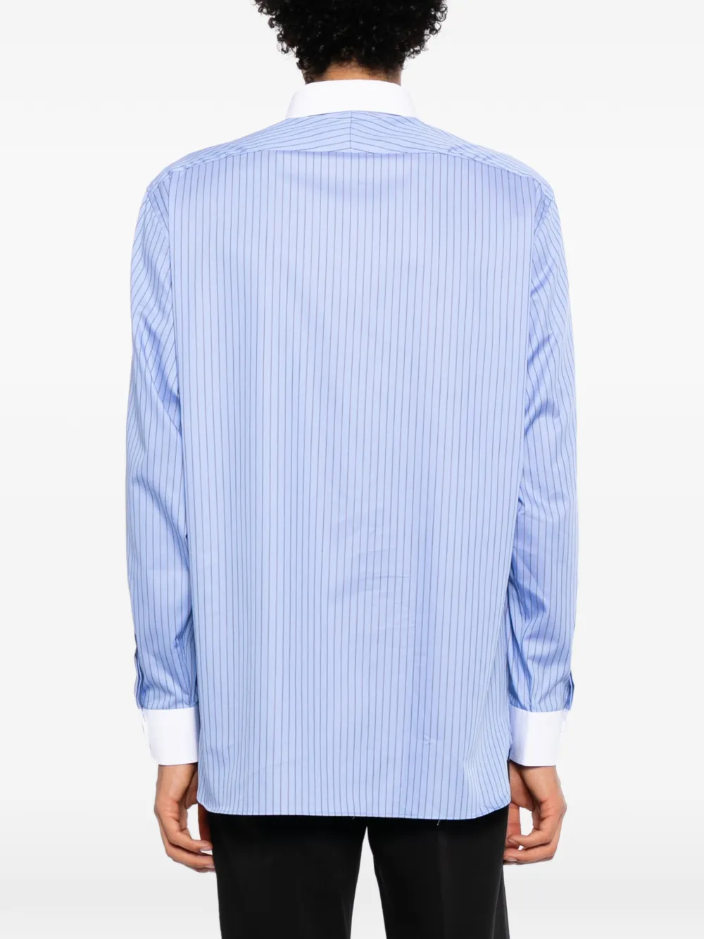 TOM FORD Overhemd met contrasterende manchetten en verticale streep Blauw