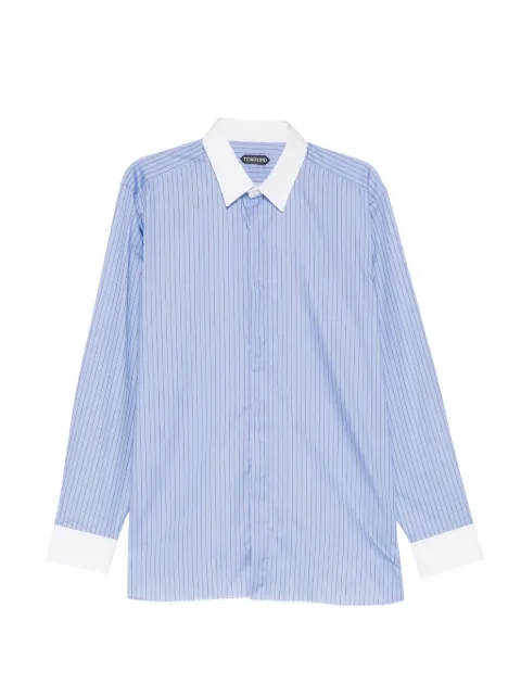 TOM FORD vertical-stripe contrast-cuff shirt