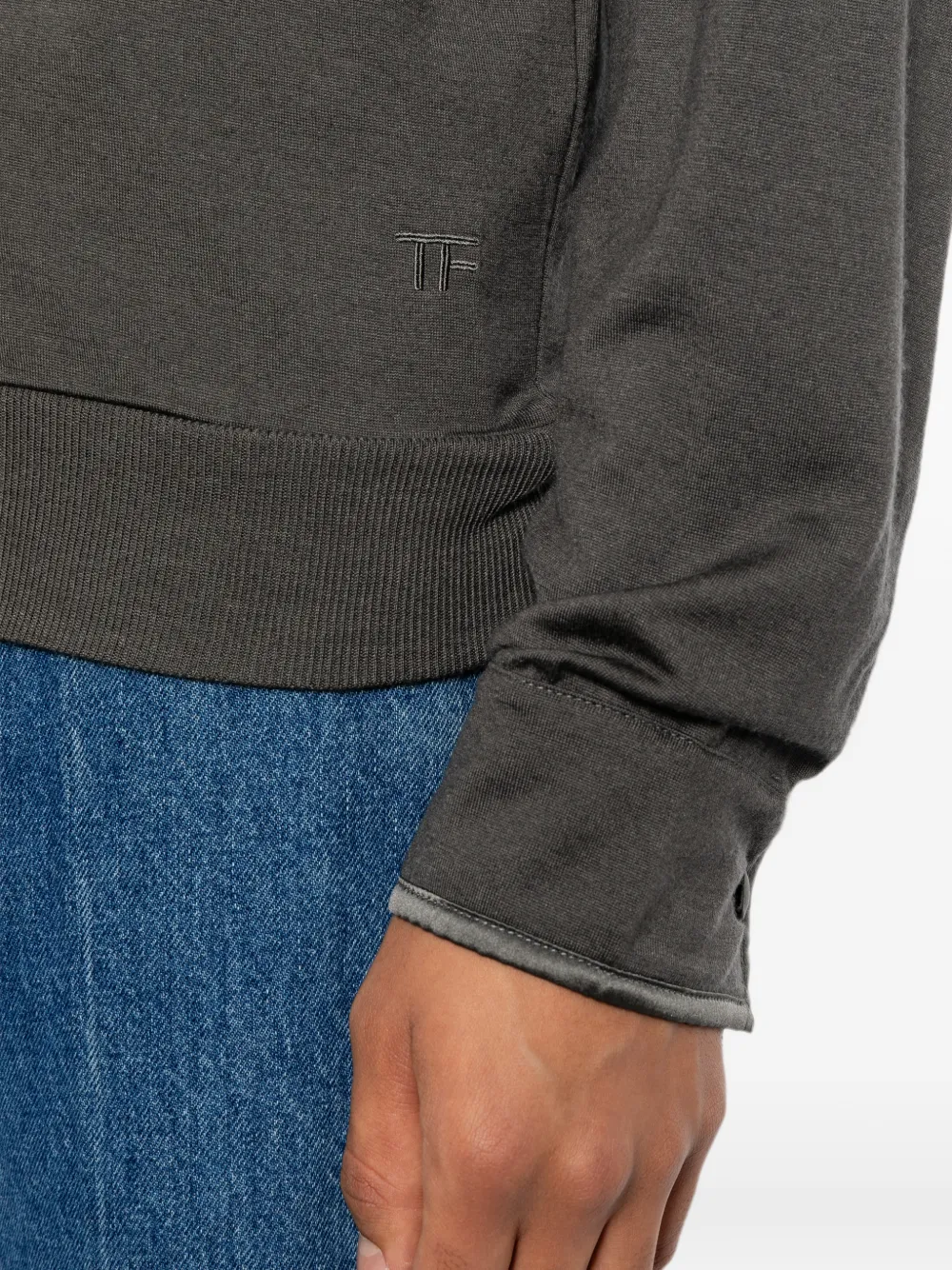 TOM FORD Trui met geborduurd logo en knopenbies Grijs