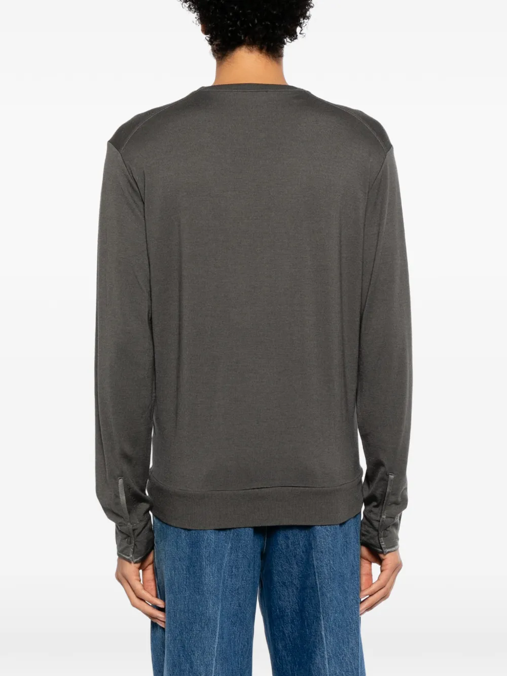 TOM FORD Trui met geborduurd logo en knopenbies Grijs
