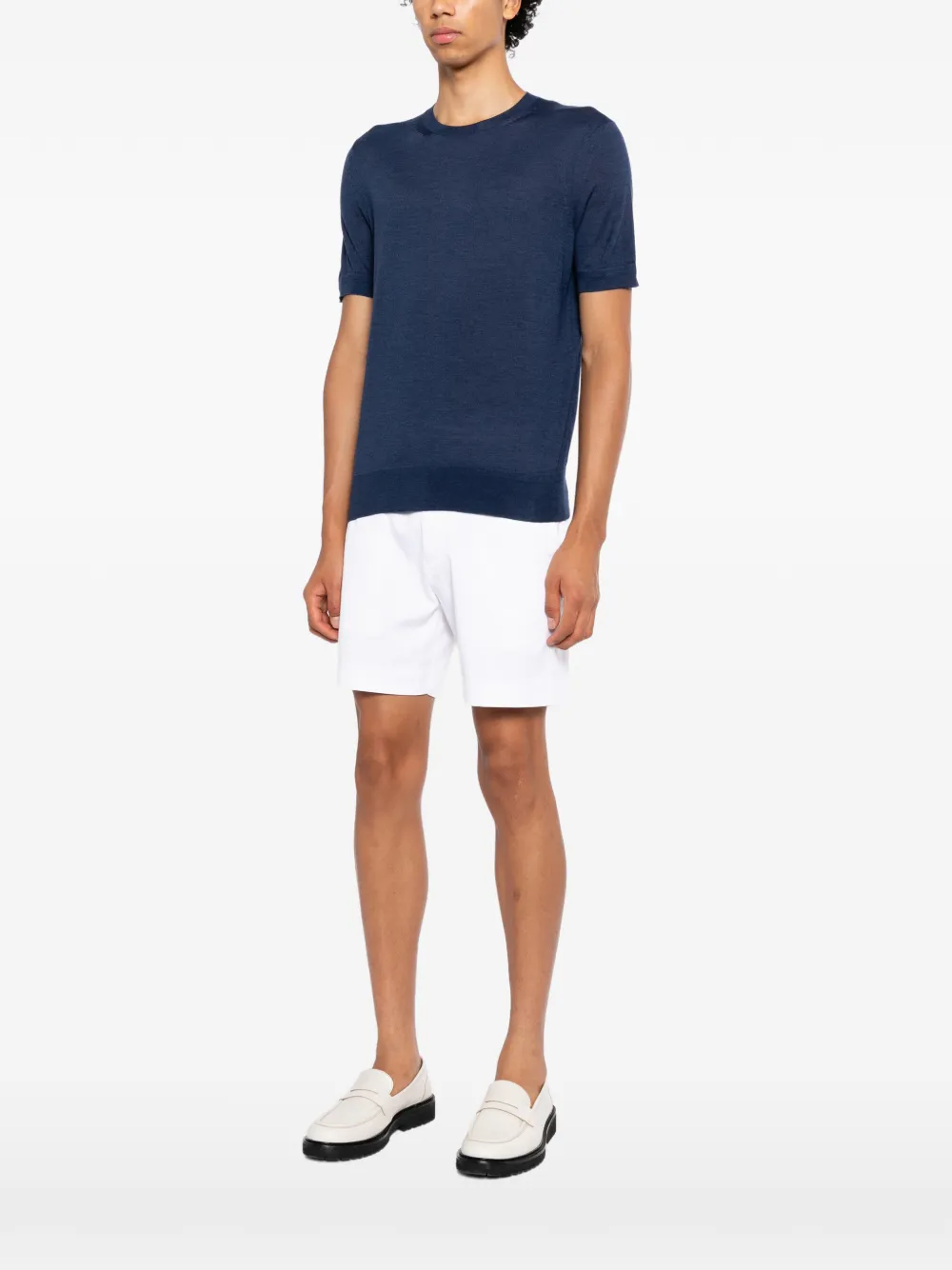 TOM FORD Fijngebreid T-shirt met korte mouwen Blauw