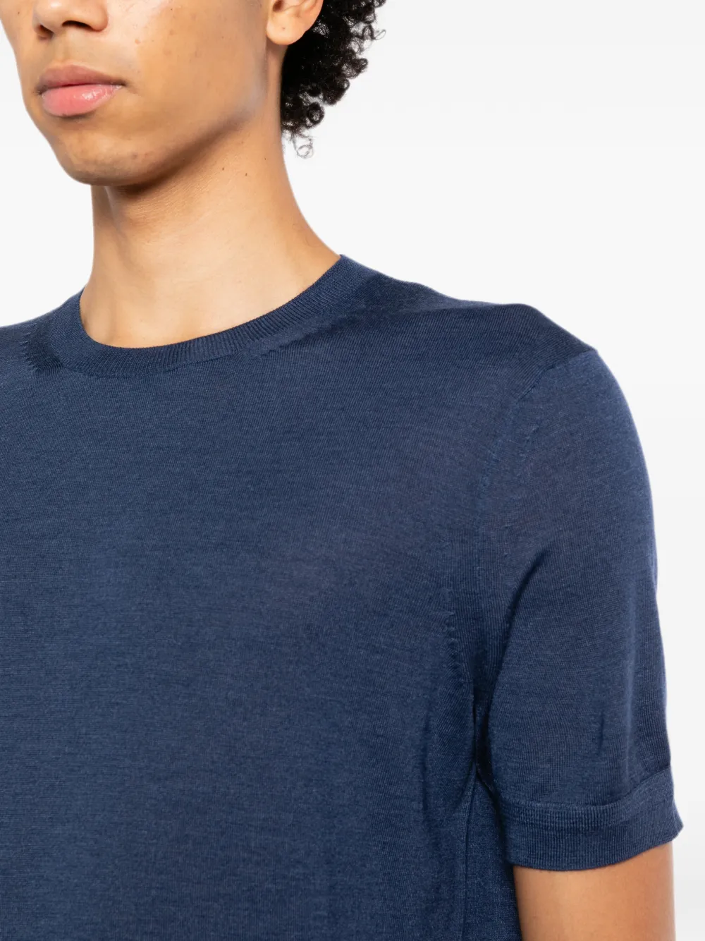 TOM FORD Fijngebreid T-shirt met korte mouwen Blauw