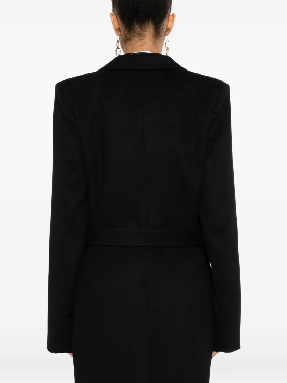 TOM FORD Jas met krijtstreep en ceintuur Zwart