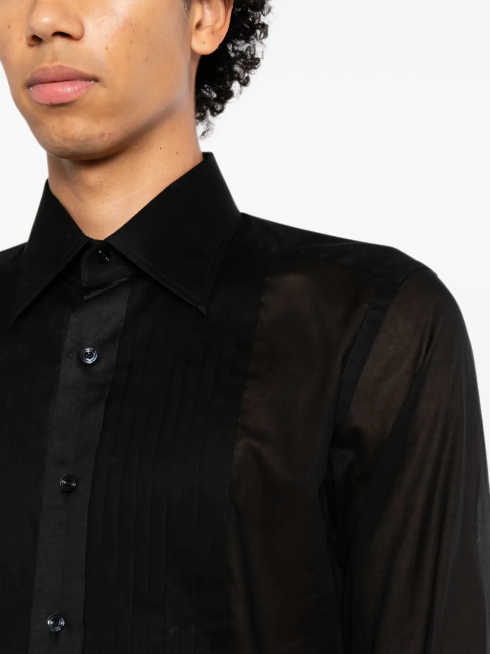 TOM FORD Overhemd met plooien Zwart