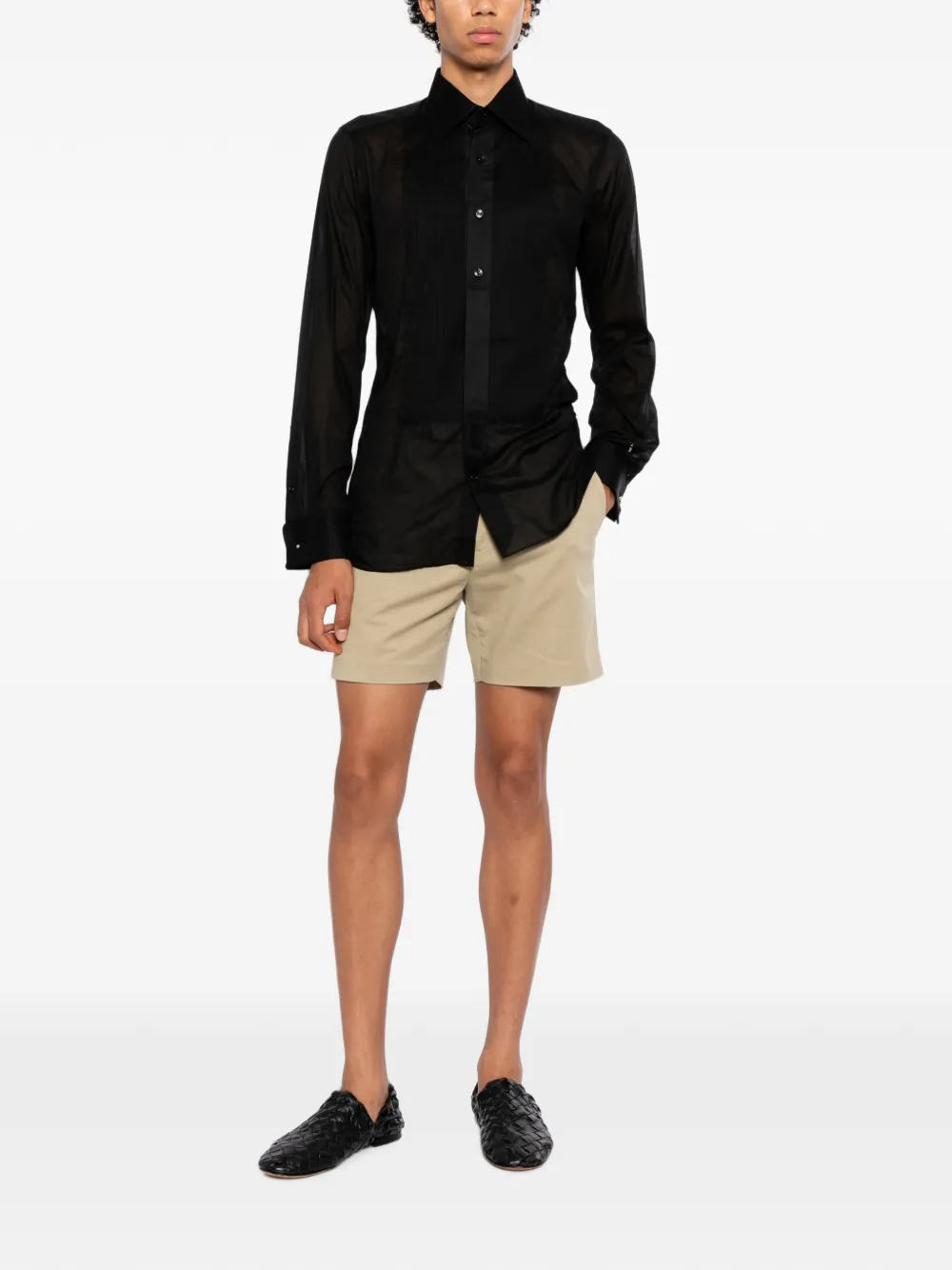 TOM FORD Overhemd met plooien Zwart
