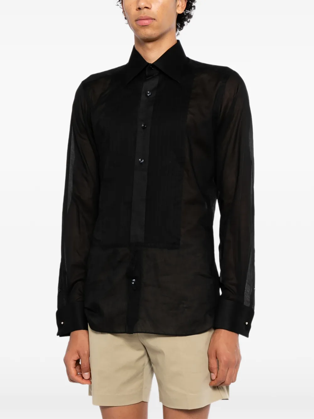 TOM FORD Overhemd met plooien Zwart