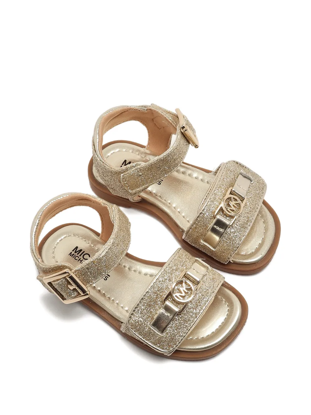 Michael Kors Kids glitter-effect touch-strap sandals Goud