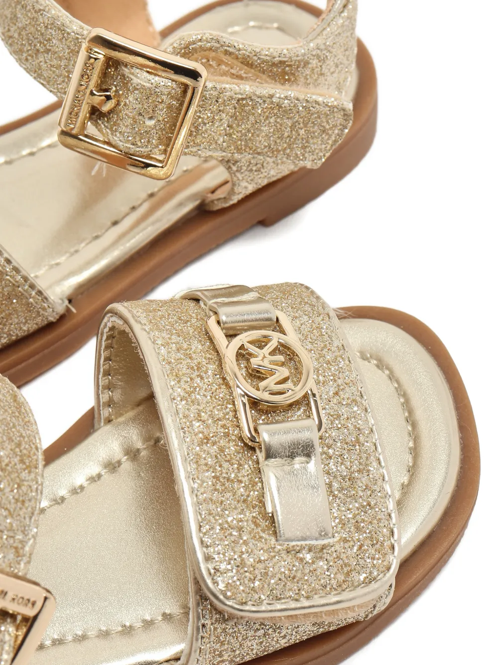 Michael Kors Kids glitter-effect touch-strap sandals Goud