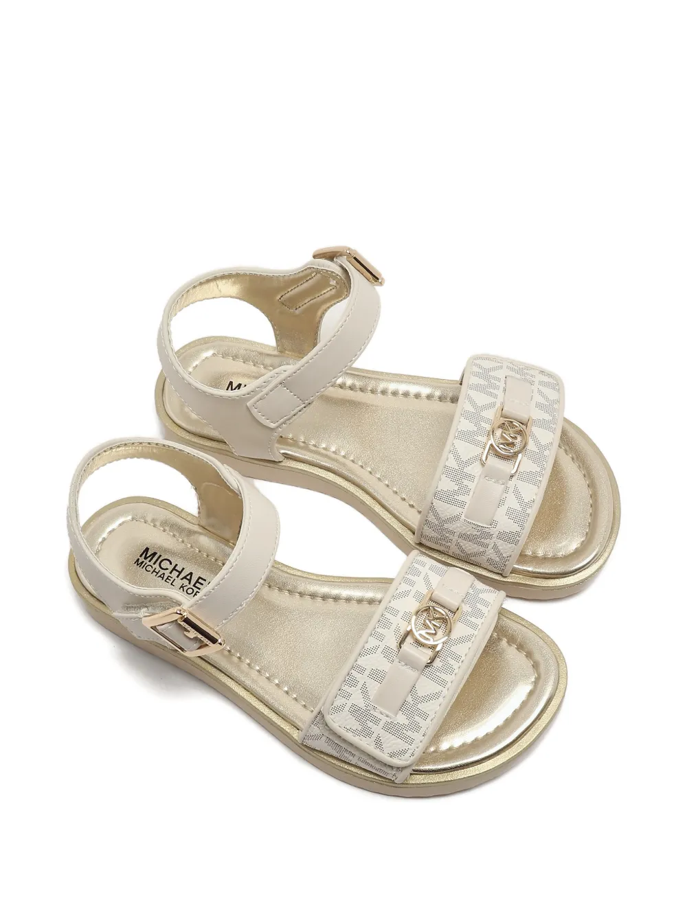Michael Kors Kids monogram-print touch-strap sandals Beige