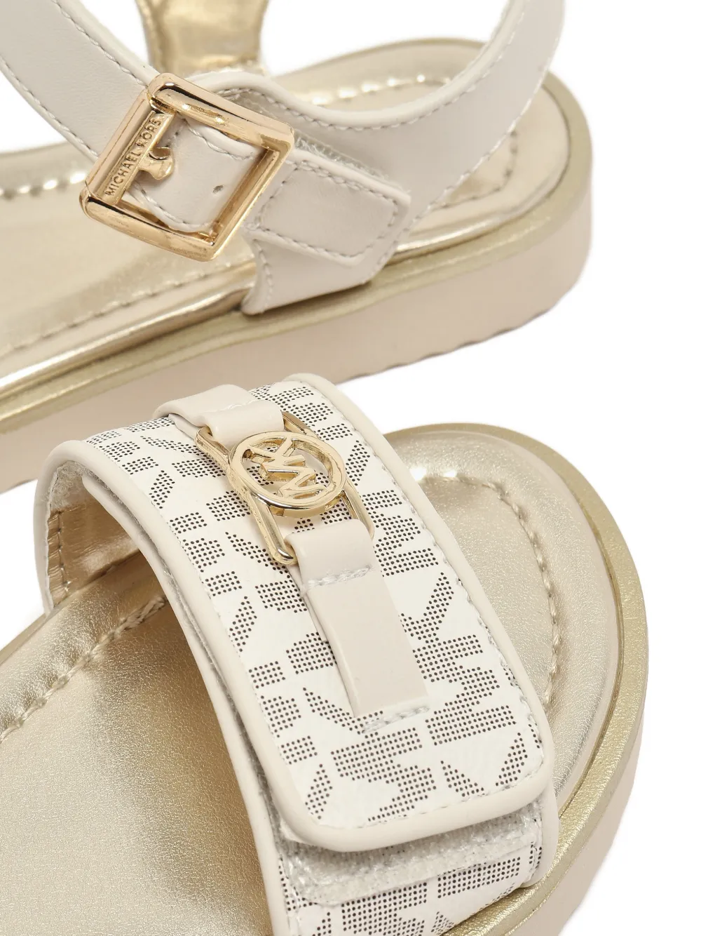 Michael Kors Kids monogram-print touch-strap sandals Beige