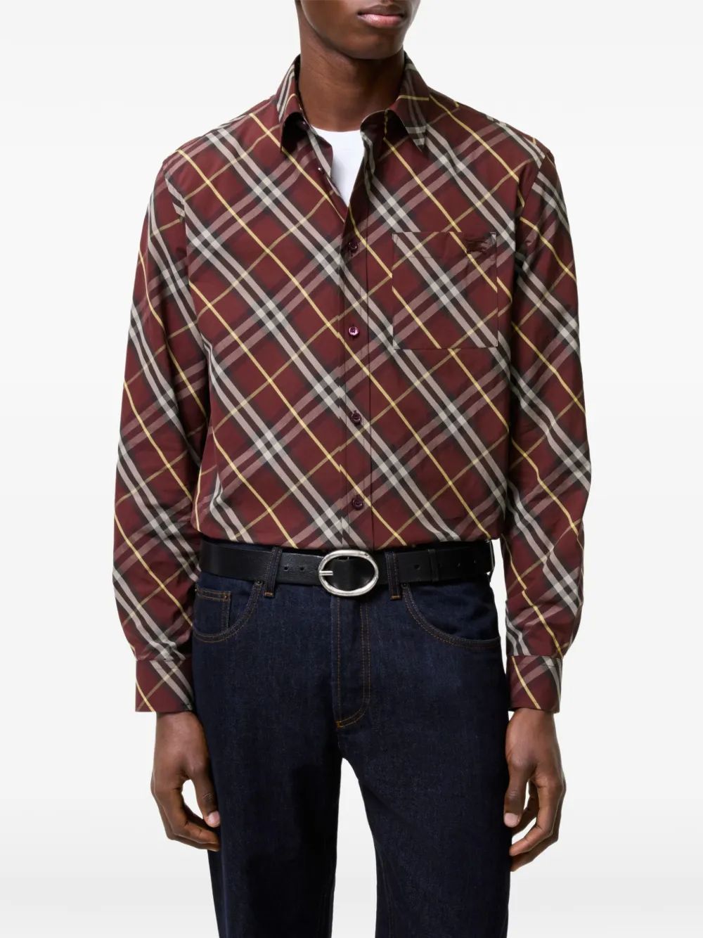 Burberry Check classic-fit katoenen overhemd Rood