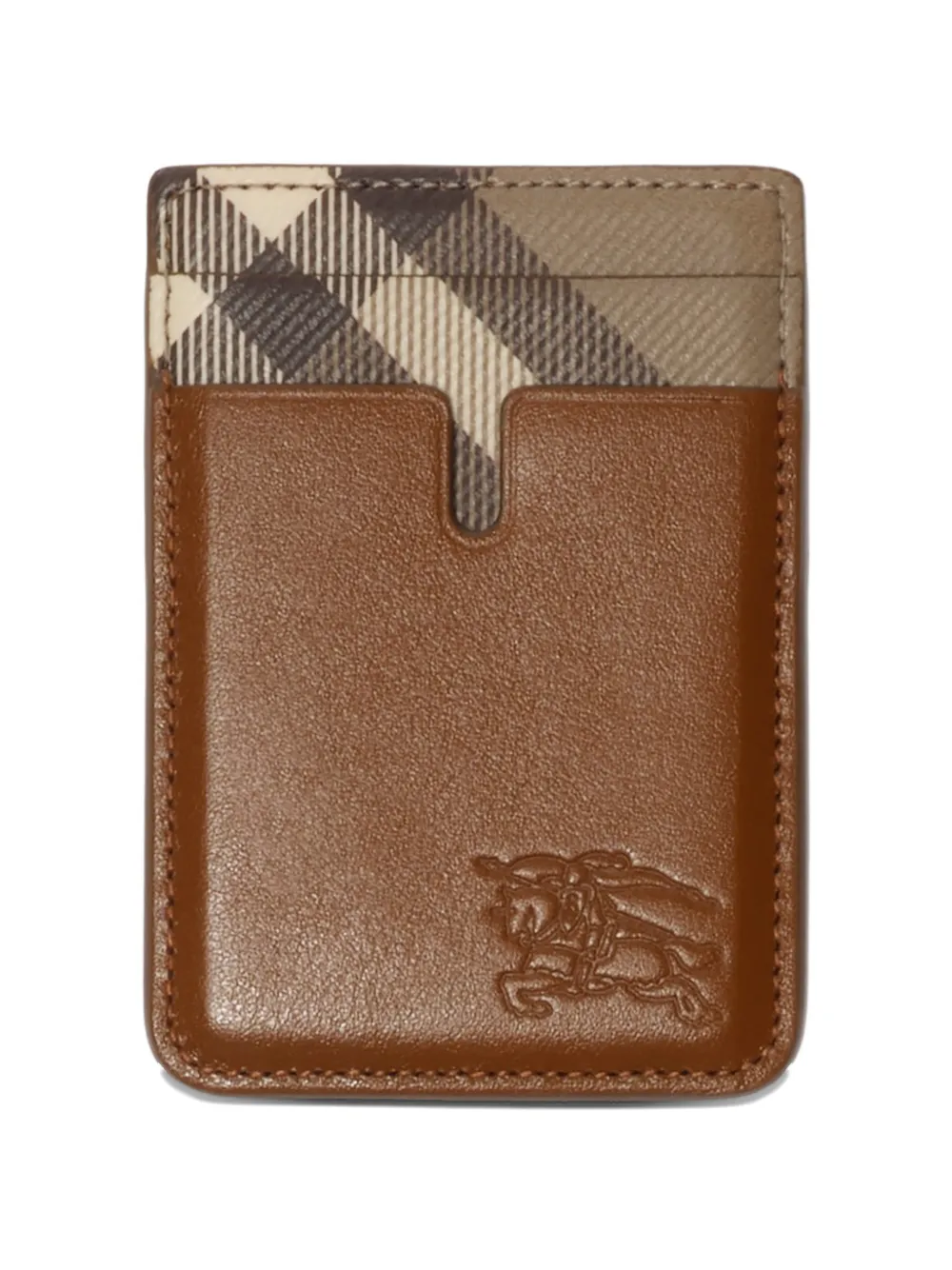 Burberry pop-check magnetic card case - Marrone