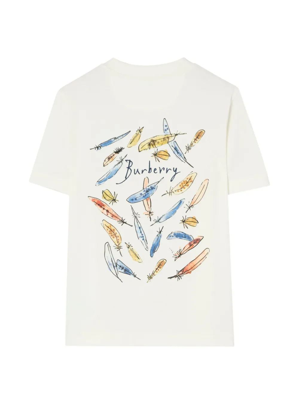Burberry T-shirt met verenprint Beige