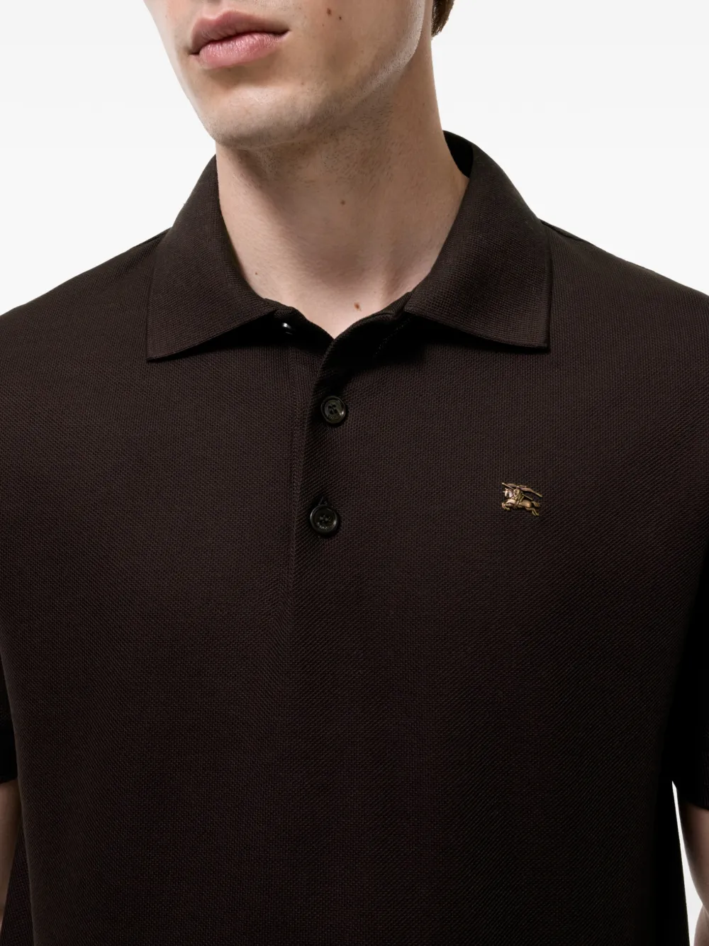 Burberry Poloshirt met geborduurd logo Bruin